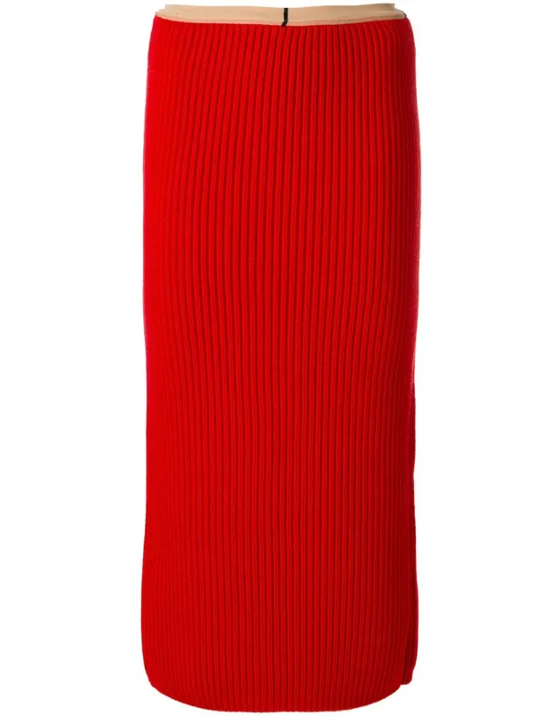 Ribknit Midi Skirt
