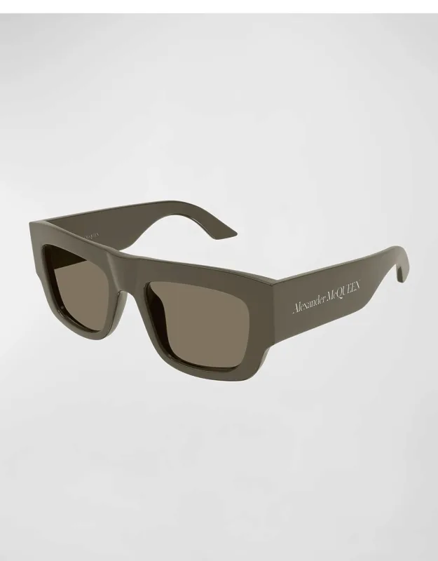 Acetate Rectangle Sunglasses With Solid-color Lenses And 100% Uva/uvb Protection