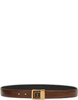 Ysl Python Leather Belt In Snakeskin With Brass Hardware