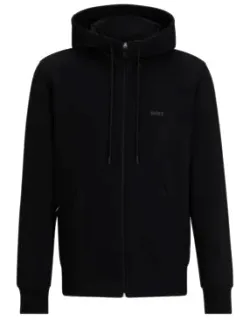 Stretch-cotton Zip-up Hoodie With Logo Print