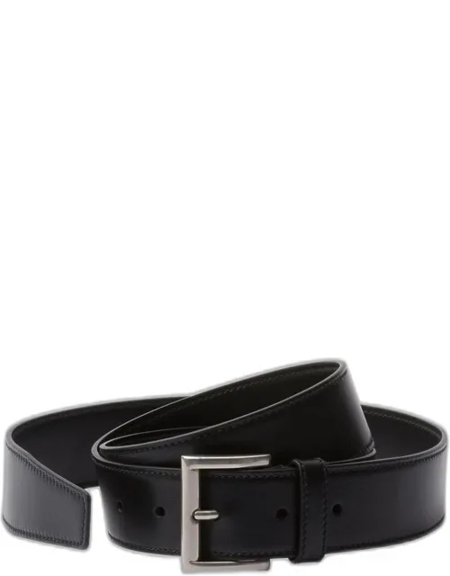 Metal Buckle Calf Leather Belt