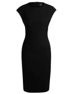 Slim-fit Dress In Virgin Wool With Cap Sleeves