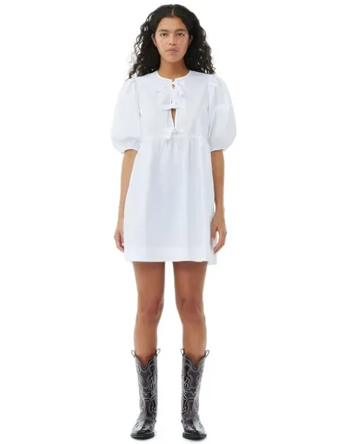 Cotton Poplin Tie String Mini Dress