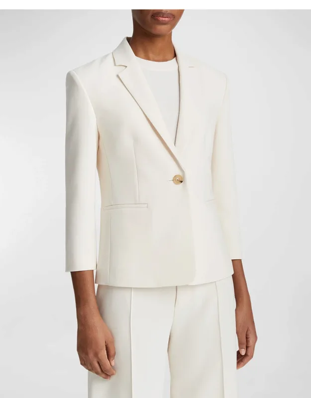 Shrunken Blazer With Notched Lapels And Front Welt Pockets