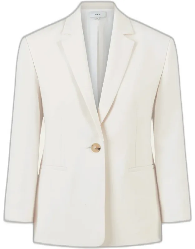 Shrunken Blazer With Notched Lapels And Front Welt Pockets