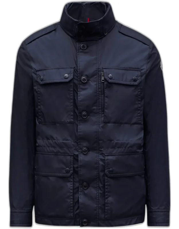 Field Jacket With Stand Collar And Four Front Flap Pockets