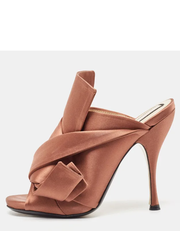 Satin Raso Knot Peep Toe Mules