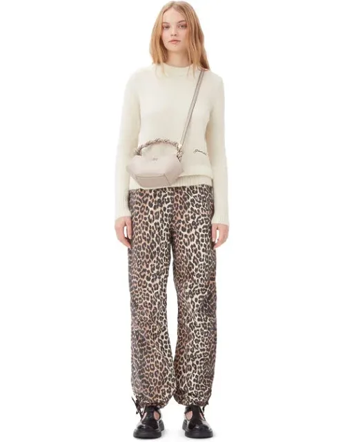 Leopard Washed Cotton Canvas Drawstring Trousers