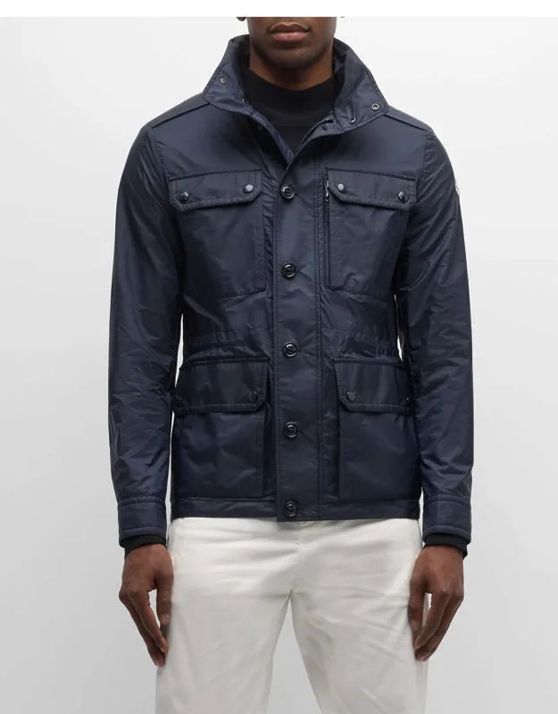 Field Jacket With Stand Collar And Four Front Flap Pockets