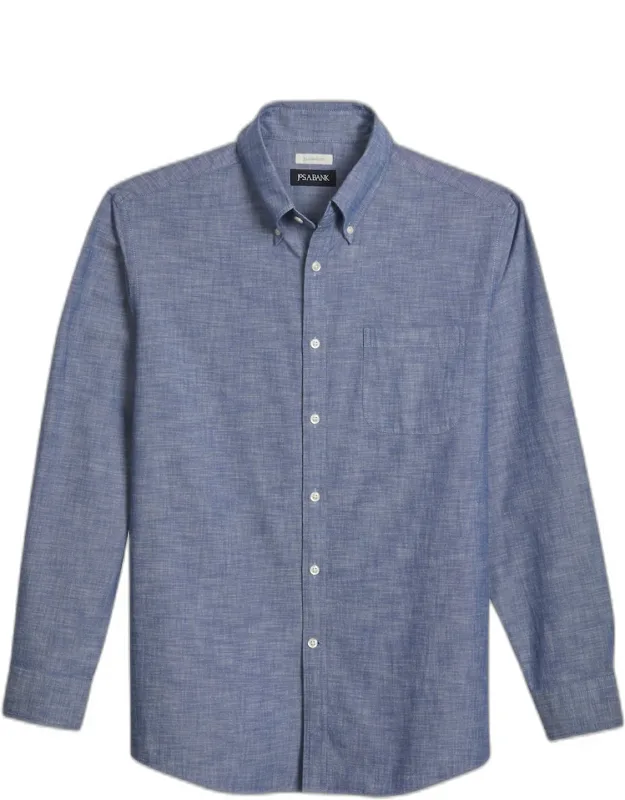 Tailored Fit Long Sleeve Chambray Casual Shirt