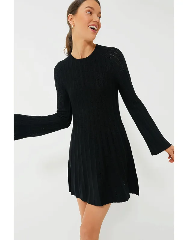 Adi Knit Dres With Long Bell Sleeves And Keyhole Back