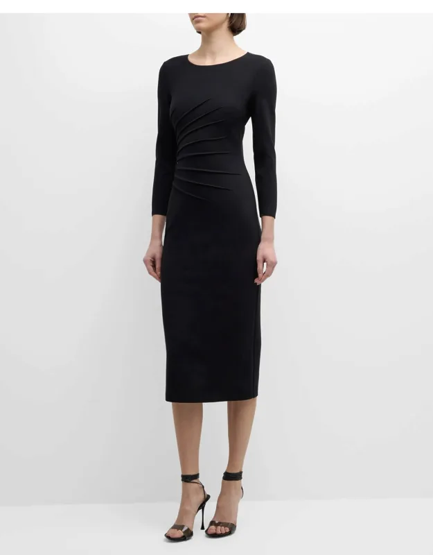 Pleated Jersey Midi Dress
