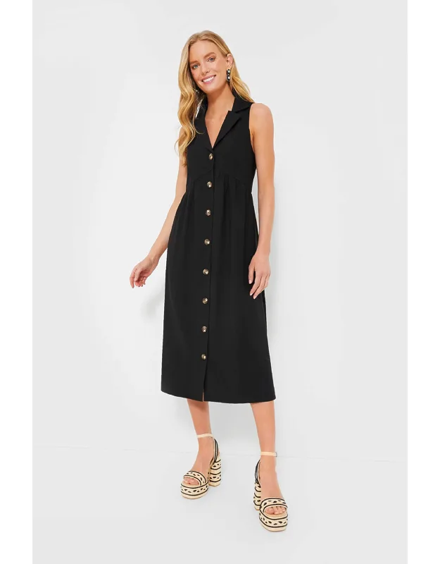 Jules Midi Dress With Oversized Collar And Pockets
