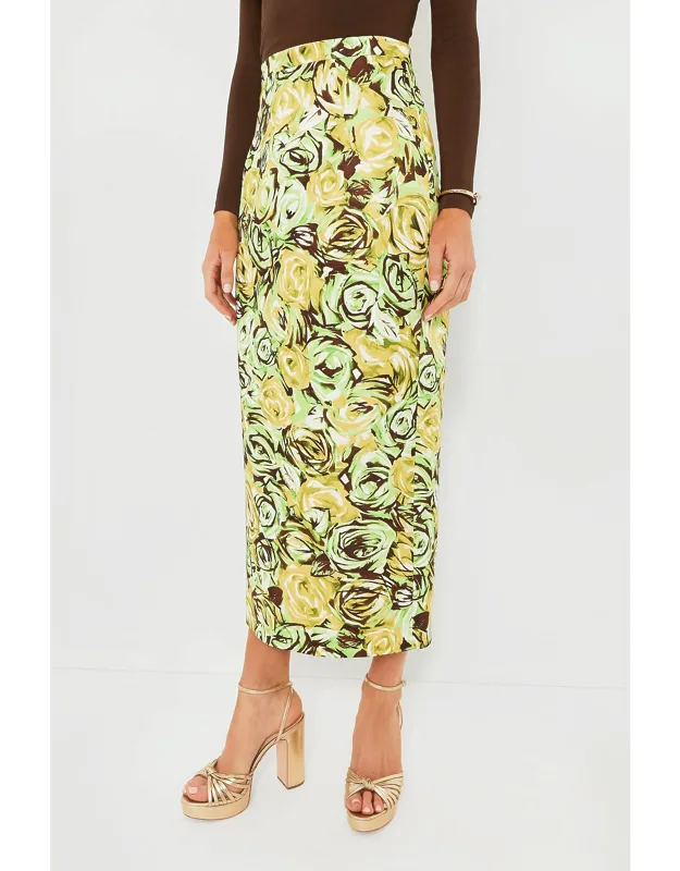 Abstract Roses Twill Skirt