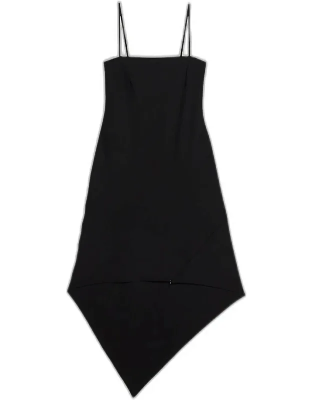 Wool Scarf Hem Midi Dress