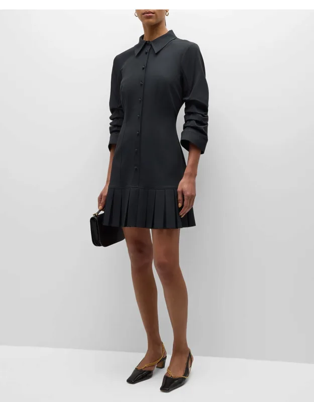 Pleated-hem Mini Shirtdress