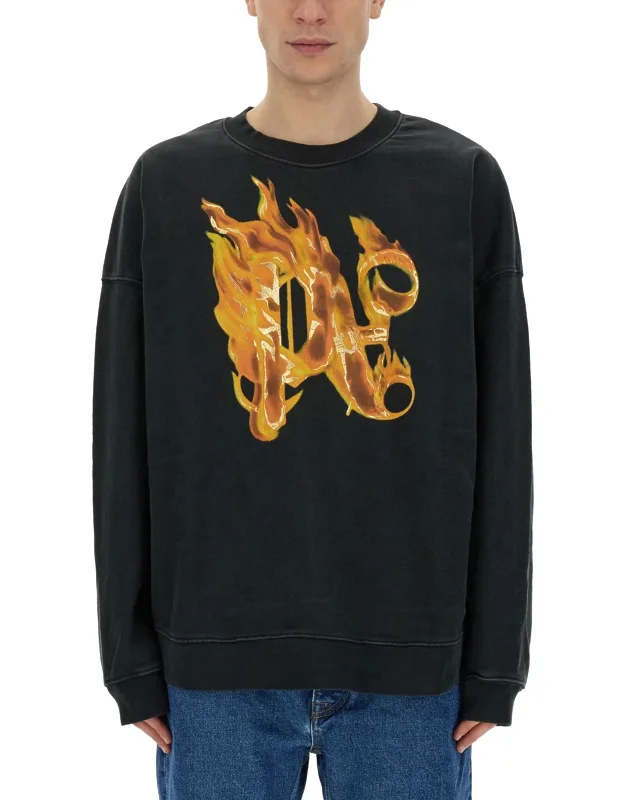 "burning Monogram" Print Sweatshirt Regular Fit 100% Cotton