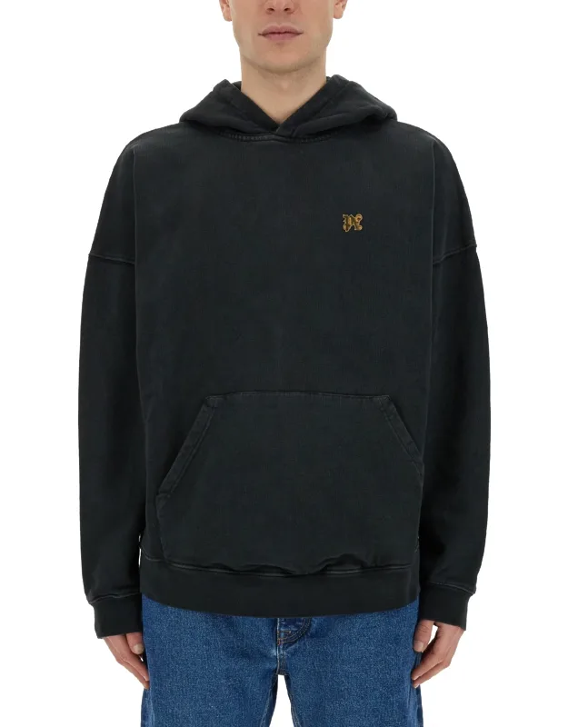 "burning Monogram" Print Sweatshirt Oversize Fit 100% Cotton